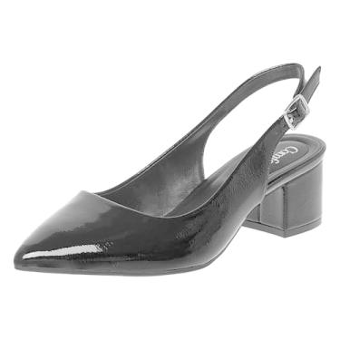 Imagem de Comfort Plus Sapato feminino Mimi Slingback bico fino salto baixo da Payless, Patente de enrugamento preto, 39