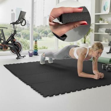 Imagem de Kit 10 Placas Tapete Tatame EVA 50x50cm 20mm 20 Bordas Emborrachado Ex