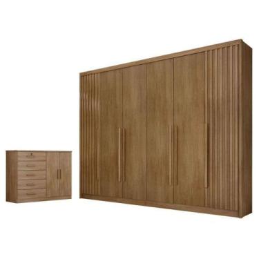 Imagem de Guarda Roupa Casal Ripado Bragança E Cômoda Seul Cumaru 23 - Novo Hori