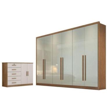 Imagem de Guarda Roupa Casal Livorno E Cômoda Seul Cumaru 25 Fendi - Novo Horizo