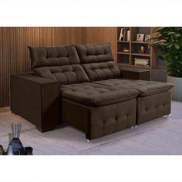 Imagem de Sofá Retrátil Reclinável 3 Lugares Pillow Veludo 1,90m Conforto e Estilo - Café Veludo