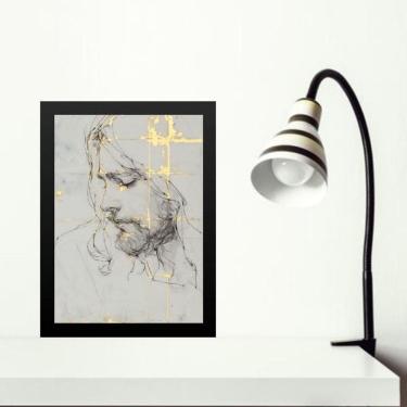 Imagem de Quadro Minimalista Jesus Abstrato - Mármore 33X24Cm