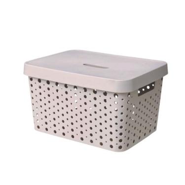 Imagem de Caixa Organizadora Trama Rattan 17l Usual Utilidades, Cinza