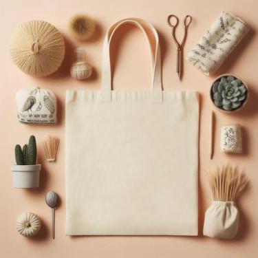 Imagem de Kit 5 Sacolas bolsas ecobag 30x40cm 100% algodão cru lisa - 3108 Store