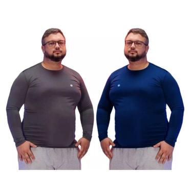 Imagem de Kit 2 Blusas Térmica Masculina Plus Size Uv50+ Segunda Pele Proteção Solar-Masculino