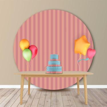 Imagem de Painel Redondo em Jacquard Rosé Escuro Listrado - Jacquard Tradicional