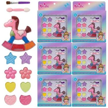 Imagem de Kit 6 Maquiagem Cavalinho Para Meninas Com Sombras Coloridas E Acessór