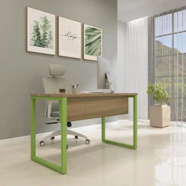 Imagem de Escrivaninha Mesa Escritório X 150cm Industrial Noce Naturalle E Verde