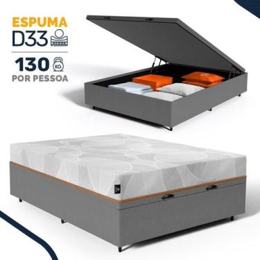 Imagem de Cama Box Baú com Colchão de Espuma D33 Enrolado Sonno Full Umaflex Cas