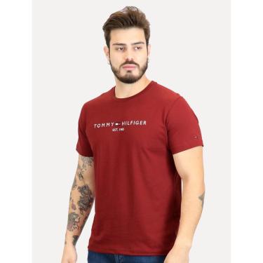 Imagem de Camiseta Tommy Hilfiger Masculina Core Logo Vermelho Escuro-Masculino