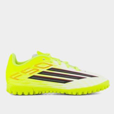 Imagem de Chuteira Society Infantil Adidas F50 Club, Amarelo fluorescente, 30