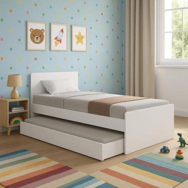 Imagem de Bicama Solteiro Cama com Auxiliar BiBox Para Colchão 88x188cm - Barret