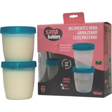 Imagem de 4 Potes 180 Ml P/ Armaz. Leite Materno Bpa Free Sana Babies