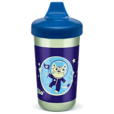 Imagem de Copo Antivazamento Lillo Max Glow Azul Bico Anti Mordida