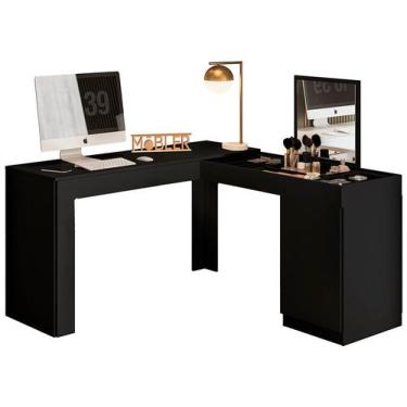 Imagem de Escrivaninha canto mobler penteadeira star preto fosco, Preto