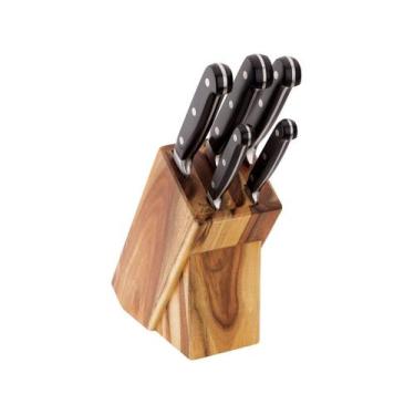 Imagem de Conjunto de Facas 05pcs  + Cepo de Madeira Chef Kitchen 8800-5 - Mundi