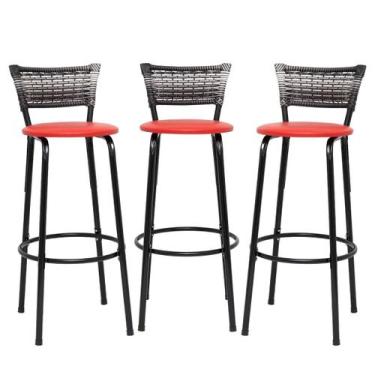 Imagem de Kit 3 Banquetas Bancos Para Cozinha Gourmet Bancada Balcão Bar Ilha Ár