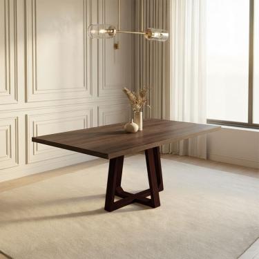 Imagem de Mesa de Jantar Julia 160cm Tampo Freijó 6 Lugares Base Madeira Maciça Castanho Sala de Jantar Decor