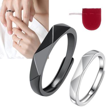 Imagem de Aliança Anel Compromisso Ajustável Par Prata 925