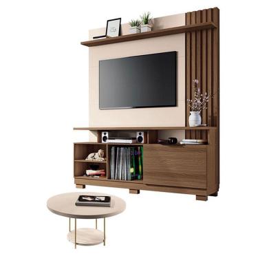 Imagem de Estante Home Theater Artheo Castanho Off White Com Mesa De Centro Sky Off White - Hb Mó...