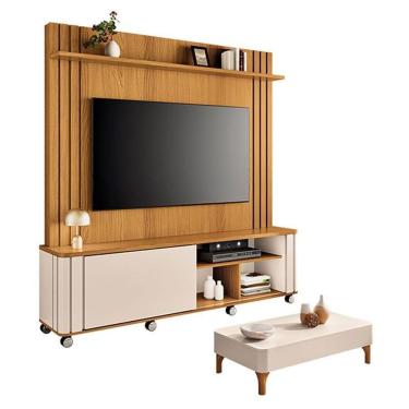 Imagem de Estante Home Theater Trinus Cinamomo Off White Com Mesa De Centro Liz Off White - Hb Mó...