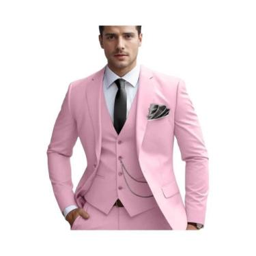 Imagem de Conjunto Masculino Slim Fit De Blazer, Colete E Calça Para Casamento, 