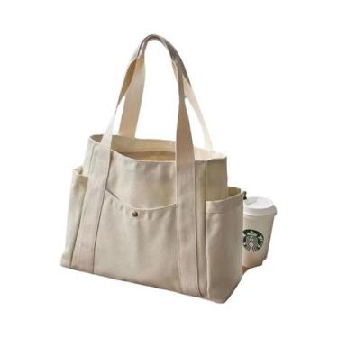 Imagem de Bolsa Tote de Lona de Grande Capacidade - Estilo Universitário para Tr