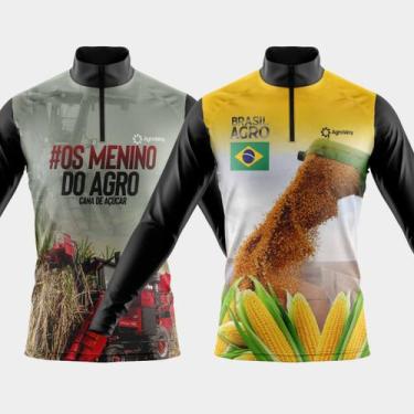 Imagem de Combo 2 Camisas Agro Manga Longa Proteção UV Respirável Slim Gola Crew