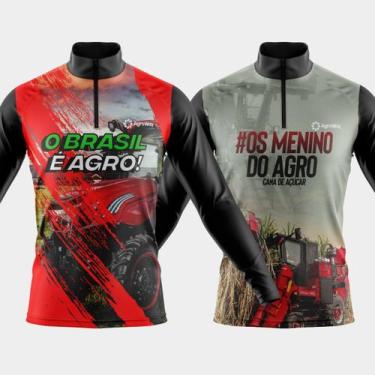 Imagem de Combo 2 Camisas Agro Manga Longa Proteção UV Respirável Slim Gola Crew