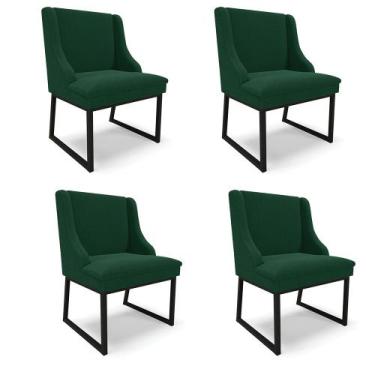 Imagem de Cadeira Sala de Jantar Industrial Preto kit 4 Liz Bouclê Verde D03 - D