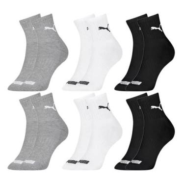 Imagem de Kit 6 Pares Meias Puma Cano Médio Adulto Algodão Original, Sortido, 44