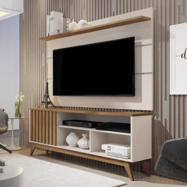 Imagem de Rack com Painel Ripado Retrô para TV até 60 Polegadas MDF 136cmx133cm 