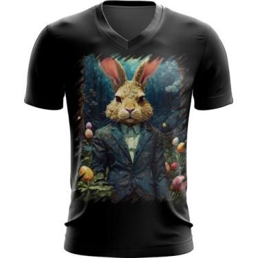 Imagem de Camiseta Gola V Páscoa Coelhinho Traços Van Gogh 7 - Kasubeck Store, B