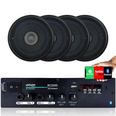 Imagem de Amplificador Som Ambiente Bt 2ch 150w + 4 Caixas 5  Teto Pt - ORION