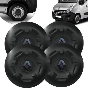 Imagem de Jogo 4 Calotas Centro Miolo Renault Master 2014 2017 Preto - TSSHOP