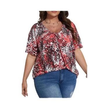 Imagem de Camiseta Casual De Manga Curta Com Estampa Para Mulheres plus Size, To
