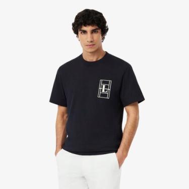 Imagem de Camiseta de Malha Pesada Bordada - Lacoste, M, Preto