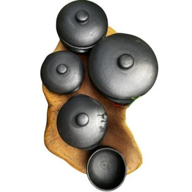 Imagem de Kit Panela de Barro 1L 2L 3L 5L 2 Cumbucas Capixaba Artesanal Moqueca 