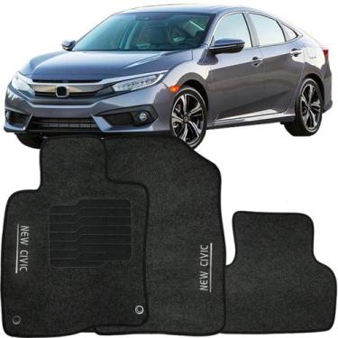 Imagem de Jogo de Tapete Automotivo Carpete New Civic 2017 à 2018 Soft Logo Bord