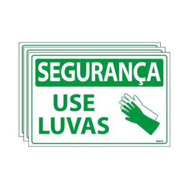 Imagem de Combo 3 Placas De Sinalização Segurança Use Luvas 30x20 Ecom IA - SS14