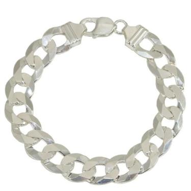 Imagem de Pulseira Masculina Grumet Larga Grossa PitBull Prata Lei 925 - Lojas L