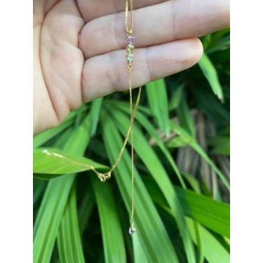 Imagem de Cordao ouro com pedras naturais - SJ ouro