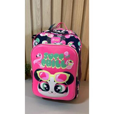 Imagem de Mochila com Rodinha Puket Menina Panda Miami Azul-Marinho