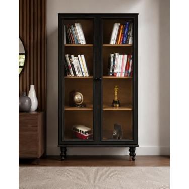 Imagem de Estante Para Livros Ditália 2 Portas Vidro E-957 Cor:preto