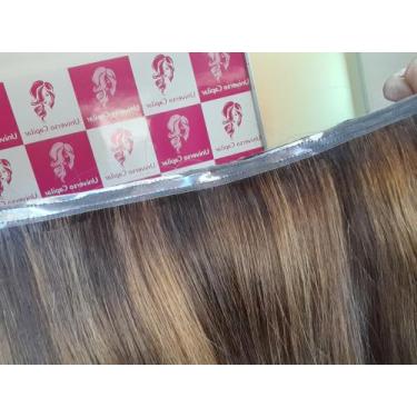 Imagem de Cabelo humano cacheado morena iluminada na fita adesiva 50cm - Univers
