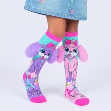 Imagem de Meia Divertida Maluca 3D Infantil Cano Alto Personagens - ZUUM, Roxo, 