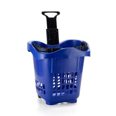 Imagem de Carrinho 30lts Cestinha De Mercado Com Rodas Duas Rodinhas Carrinho Fe