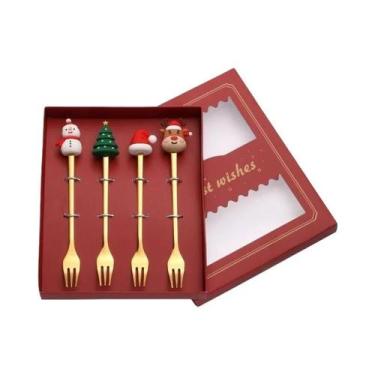 Imagem de Conjunto De Talheres De Natal Dourado E Prateado 6/4 Peças Com Design 