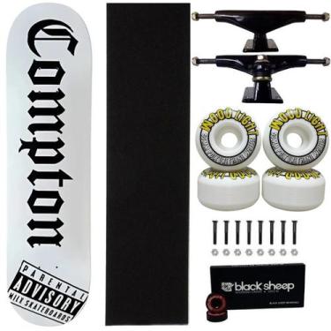Imagem de Skate Milk Maple Montado 8.0 City Wood Light 53mm Abec 15 Cor:Branco, 