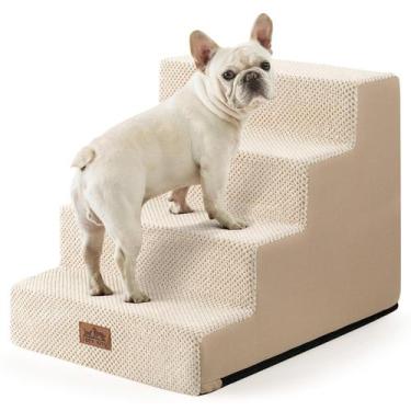 Imagem de Escada para Cães COZY KISS 4 Degraus Antiderrapante Bege 45 x 60 x 45 